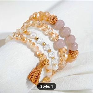 COPY - NEW Elegant Gold and Pink Beaded Bracelet Set